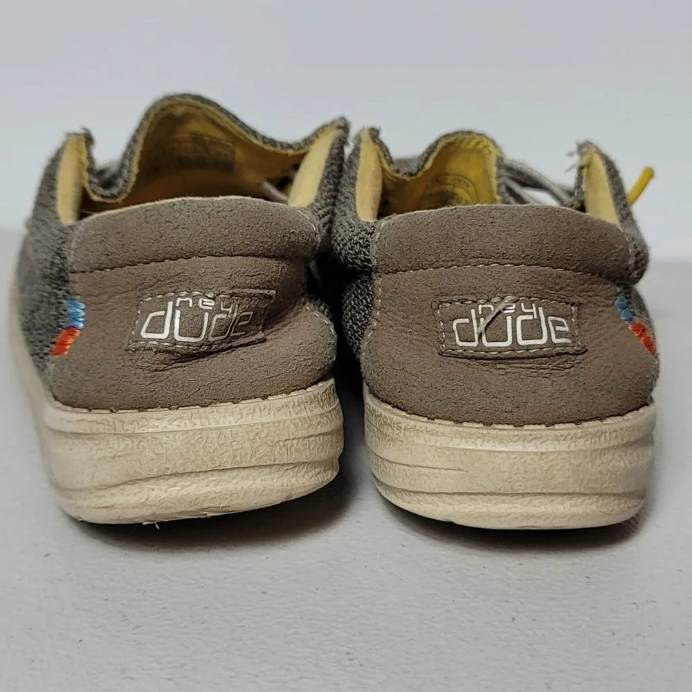 Youth Boys Hey Dude Wally Slip On Loafers Gray Yellow Youth Size US KID 13